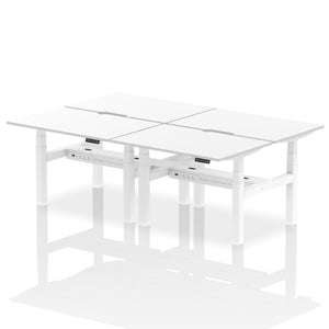 White and White 4 Person Stand Sit Desks