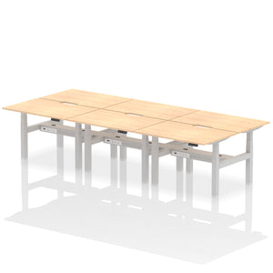 Silver and Maple 6 Person Sit and Stand Up Desk