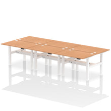 Load image into Gallery viewer, White and Maple 6 Person Height Adjustable Desk
