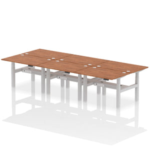 Silver and Oak 6 Person Height Adjustable Desk