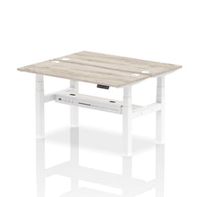 Load image into Gallery viewer, White and Beech 2 Person Electric Standing Desks
