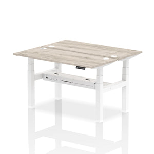 White and Beech 2 Person Electric Standing Desks