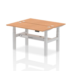 Silver and Grey Oak 2 Person Electric Standing Desks