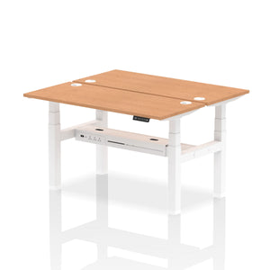 White and Grey Oak 2 Person Electric Standing Desks