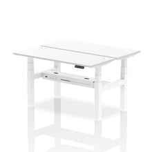 Load image into Gallery viewer, White and Oak 2 Person Electric Standing Desks
