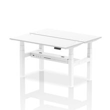 Load image into Gallery viewer, White and Oak 2 Person Electric Standing Desks
