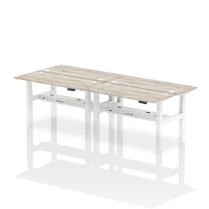 White and Beech 4 Person Narrow Standing Desk