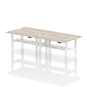 White and Beech 4 Person Narrow Standing Desk