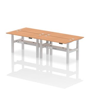 Silver and Grey Oak 4 Person Narrow Standing Desk
