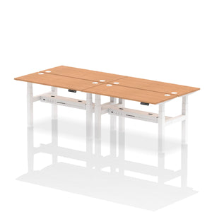 White and Grey Oak 4 Person Narrow Standing Desk