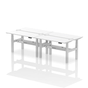 Silver and Oak 4 Person Narrow Standing Desk