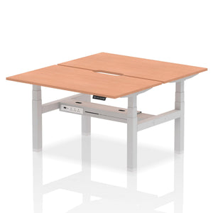 Silver and Beech 2 Person Stand Up Desk Adjustable