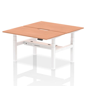 White and Beech 2 Person Stand Up Desk Adjustable