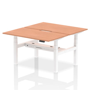 White and Beech 2 Person Stand Up Desk Adjustable