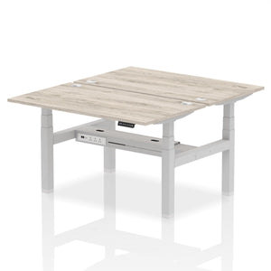 Silver and Beech 2 Person Sit Stand Desk