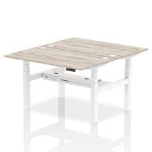 Load image into Gallery viewer, White and Beech 2 Person Sit Stand Desk
