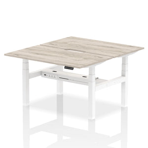 White and Grey Oak 2 Person Stand Up Desk Adjustable