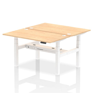 White and Black 2 Person Sit Stand Desk