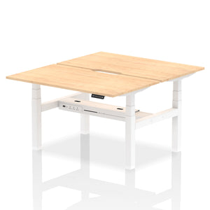 White and Maple 2 Person Stand Up Desk Adjustable