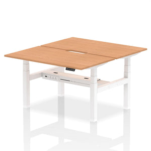 White and Oak 2 Person Stand Up Desk Adjustable