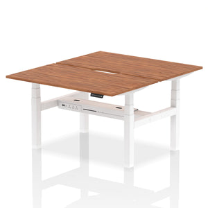 White and Walnut 2 Person Stand Up Desk Adjustable