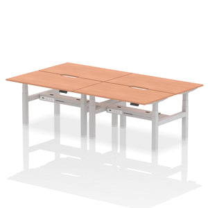 Silver and Beech 4 Person Standing Office Desk