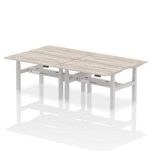 Silver and Beech 4 Person Electric Desk