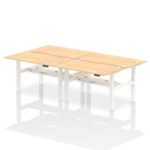 White and Black 4 Person Electric Desk