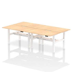 White and Maple 4 Person Standing Office Desk