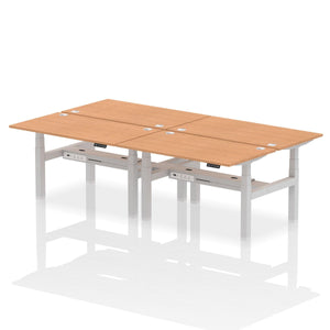 Silver and Grey Oak 4 Person Electric Desk