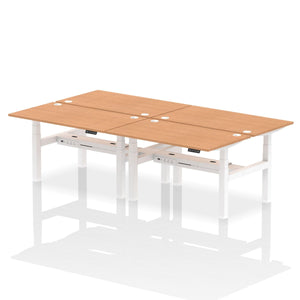 White and Grey Oak 4 Person Electric Desk