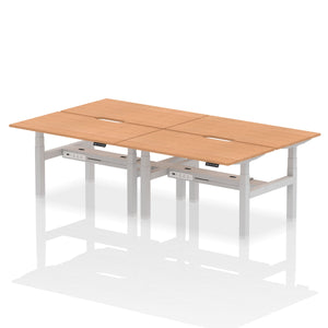 Silver and Oak 4 Person Standing Office Desk