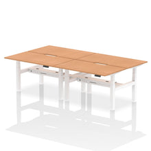 Load image into Gallery viewer, White and Oak 4 Person Standing Office Desk
