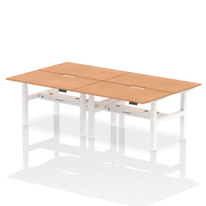 White and Oak 4 Person Standing Office Desk