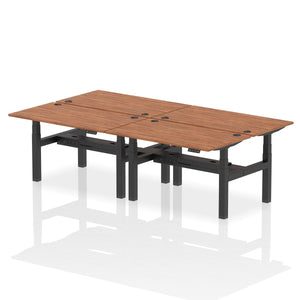 Black and Maple 4 Person Electric Desk