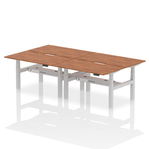 Silver and Walnut 4 Person Standing Office Desk