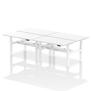 White and Oak 4 Person Electric Desk