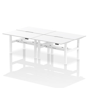 White and White 4 Person Standing Office Desk