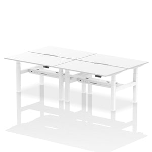 White and White 4 Person Standing Office Desk