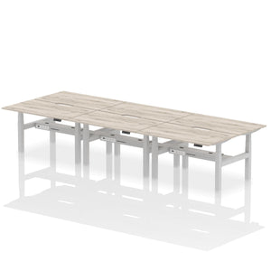 Silver and Grey Oak 6 Person Desk Stand and Sit