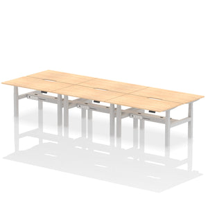 Silver and Maple 6 Person Desk Stand and Sit