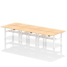 Load image into Gallery viewer, White and Maple 6 Person Desk Stand and Sit

