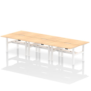 White and Maple 6 Person Desk Stand and Sit
