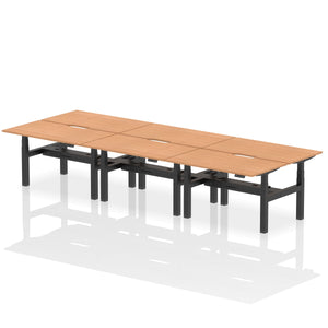 Black and Oak 6 Person Desk Stand and Sit