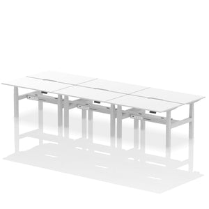 Silver and White 6 Person Desk Stand and Sit