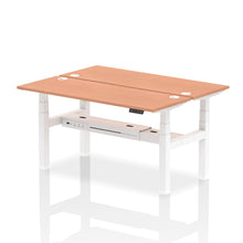 Load image into Gallery viewer, White and Walnut 2 Person Electric Standing Desks
