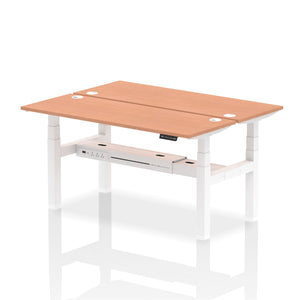 White and Walnut 2 Person Electric Standing Desks