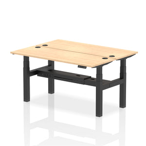 Black and Beech 2 Person Sit Standing Desk