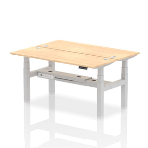 Silver and Beech 2 Person Sit Standing Desk