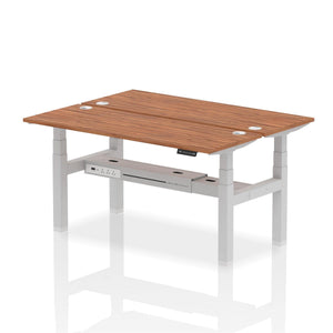 Silver and Grey Oak 2 Person Sit Standing Desk